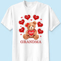 Grandma Mom Auntie Bear Red Hearts Personalized Shirt
